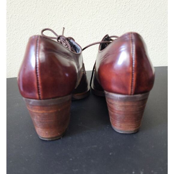 Vintage Coco Line Collection Women's 6 Pointed Toe Red Brown Leather Mule Witchy - Picture 2 of 8